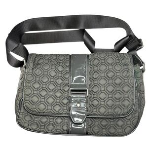 Vera Bradley Carbon Gray Quilted Crossbody /Messenger Bag - Patent Vinyl